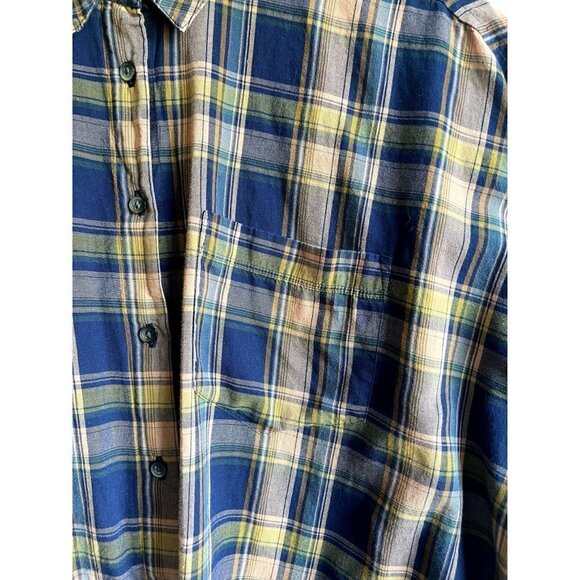 Madewell Button Down Short Sleeve Plaid Tie Hem Shirt Western Top Women Sz Mediu - Picture 7 of 9